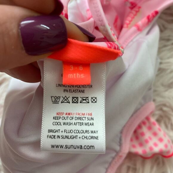 Sunuva NWOT Pink Cupcake Ruffle Gingham Baby One peice Swimsuit 3-6 mo - Picture 3 of 4